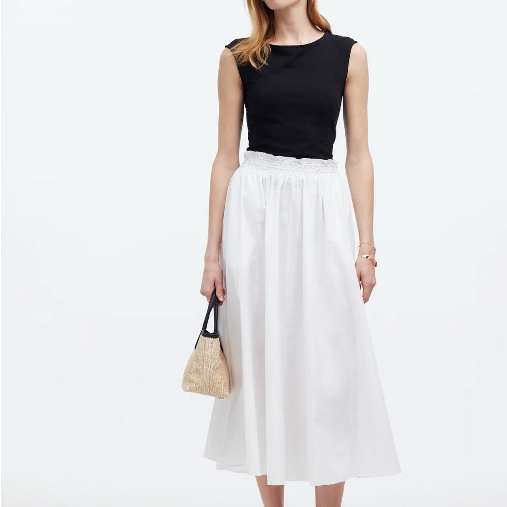 MADEWELL White poplin Midi Skirt